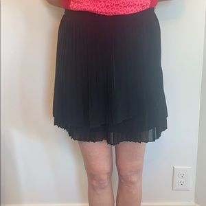 Black Chiffon Pleated Mini Skirt